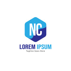 Obraz premium Initial NC logo template with modern frame. Minimalist NC letter logo vector illustration