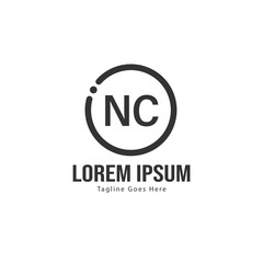 Initial NC logo template with modern frame. Minimalist NC letter logo vector illustration