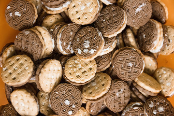 Plate with assorted sandwich cookie