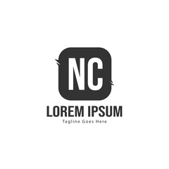 Initial NC logo template with modern frame. Minimalist NC letter logo vector illustration