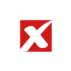 Obraz premium red cross mark icon template color editable. Symbol No or X button for correct, vote, check, not approved, error, wrong and failed decision. vector sign isolated on white background