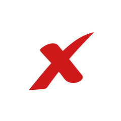Fototapeta premium red cross mark icon template color editable. Symbol No or X button for correct, vote, check, not approved, error, wrong and failed decision. vector sign isolated on white background