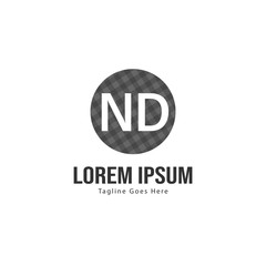 Initial ND logo template with modern frame. Minimalist ND letter logo vector illustration