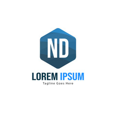 Initial ND logo template with modern frame. Minimalist ND letter logo vector illustration
