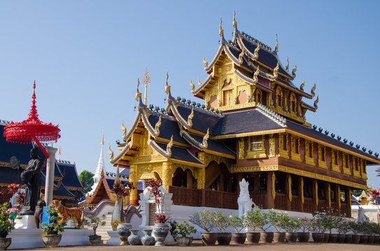 Wat Banden Blue​ Temple, Chiangmai, Thailand.​ 25​ December​ 2014​: Beautiful​ temple​ i​n  Chiangmai, blue​ temple​ in​ Chiangmai.