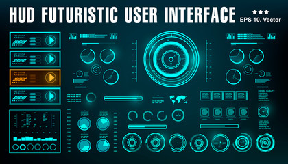 Obraz premium Futurystyczny pulpit nawigacyjny sci-fi hud wyświetla ekran technologii wirtualnej rzeczywistości