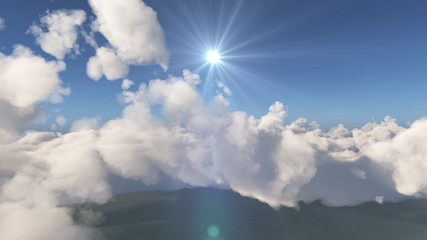 Naklejka na ściany i meble fly above big clouds landscape