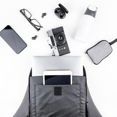 Modern backpack with laptop and tablet inside
