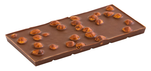 chocolate with nuts isolated on white background