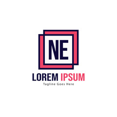 Obraz premium Initial NE logo template with modern frame. Minimalist NE letter logo vector illustration