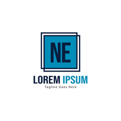 Fototapeta premium Initial NE logo template with modern frame. Minimalist NE letter logo vector illustration