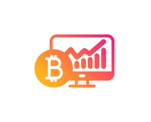 Bitcoin graph icon. Cryptocurrency analytics sign. Crypto money statistics symbol. Classic flat style. Gradient bitcoin chart icon. Vector