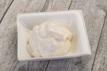 Sour cream in the bowl
