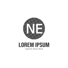 Initial NE logo template with modern frame. Minimalist NE letter logo vector illustration
