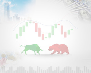 currency background bull and bear chart