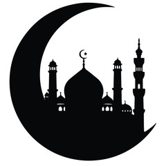 silhouette of mosque in the night