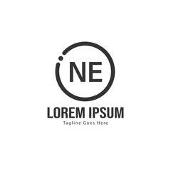 Initial NE logo template with modern frame. Minimalist NE letter logo vector illustration