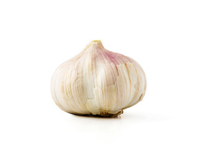 Garlic heads are ingredients for food ingredients. On a white background - images