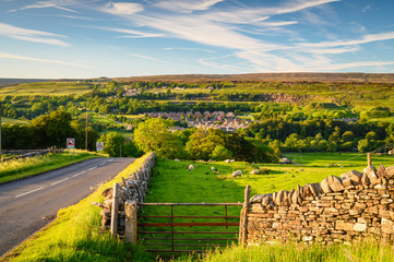 Road down to Stanhope in the North Pennines, a small market town in County Durham, England,...