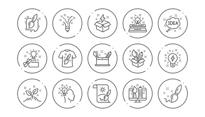 Creativity line icons. Creative designer, Idea and Inspiration. Brush and pencil linear icon set. Line buttons with icon. Editable stroke. Vector