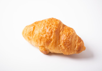 Close-up of croissant on white background. Isolated.