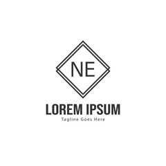 Fototapeta premium Initial NE logo template with modern frame. Minimalist NE letter logo vector illustration