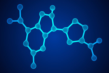 Wireframe Mesh Molecule. Connection Structure. Low poly vector illustration. Science and medical healthcare concept - obrazy, fototapety, plakaty