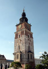 Fototapeta na wymiar tower of Town hall in Krakow