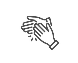Clapping hands line icon. Clap sign. Victory gesture symbol. Quality design element. Linear style clapping hands icon. Editable stroke. Vector