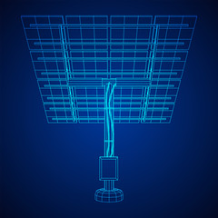 Solar energy panel. Wireframe low poly mesh vector illustration