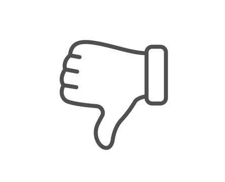 Dislike hand line icon. Thumbs down finger sign. Gesture symbol. Quality design element. Linear style dislike hand icon. Editable stroke. Vector