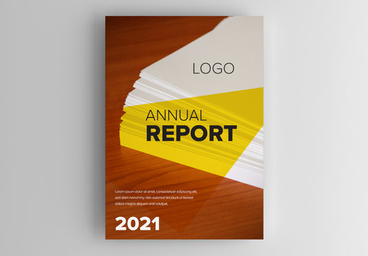 Annual Report Cover Layout with Yellow Accents