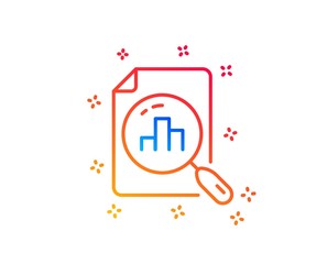 Analytics graph line icon. Column chart sign. Growth diagram symbol. Gradient design elements. Linear analytics graph icon. Random shapes. Vector