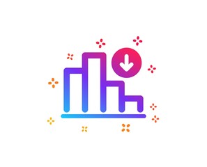 Decreasing graph icon. Column chart sign. Crisis diagram symbol. Dynamic shapes. Gradient design decreasing graph icon. Classic style. Vector