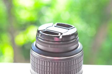 camera lens on white background