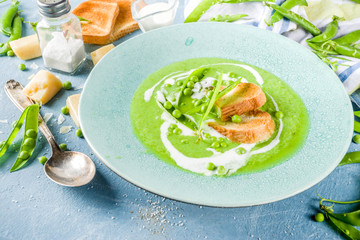 Homemade green pea  cream soup