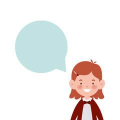 student girl smiling with speech bubble