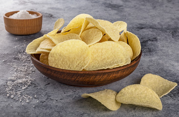 Potato chips  close up. Concept of fast food and snacks.