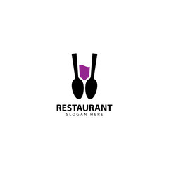 Restaurant Logo Design with spoons and glass