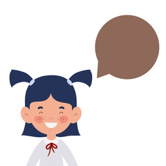 student girl smiling with speech bubble