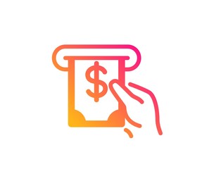 Cash money icon. Banking currency sign. Dollar or USD symbol. ATM service. Classic flat style. Gradient aTM service icon. Vector