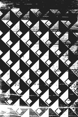 Fototapeta premium Grunge abstract isometric pattern. Vertical black and white backdrop.