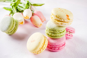 Bright colorful macarons