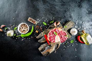 Raw ossobuco beef steak with spices