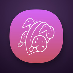 Chicken carcase app icon. Butchers meat. Meat production and sale. Protein source. Butchery business. UI/UX user interface. Web or mobile application. Vector isolated illustration