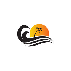 Palm beach logo design vector template