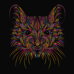 Beautiful vector mouse from patterns on a black background. Symbol of the new year 2020 on the Chinese calendar