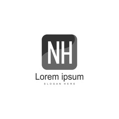 Obraz premium Initial NH logo template with modern frame. Minimalist NH letter logo vector illustration