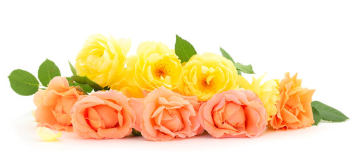 Bouquet of yellow and orange roses.