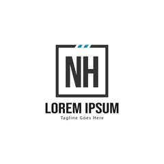 Initial NH logo template with modern frame. Minimalist NH letter logo vector illustration